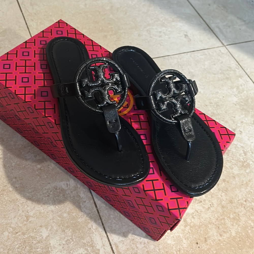 New Tory Burch Miller Pave Leather Sandal - Picture 3 of 13